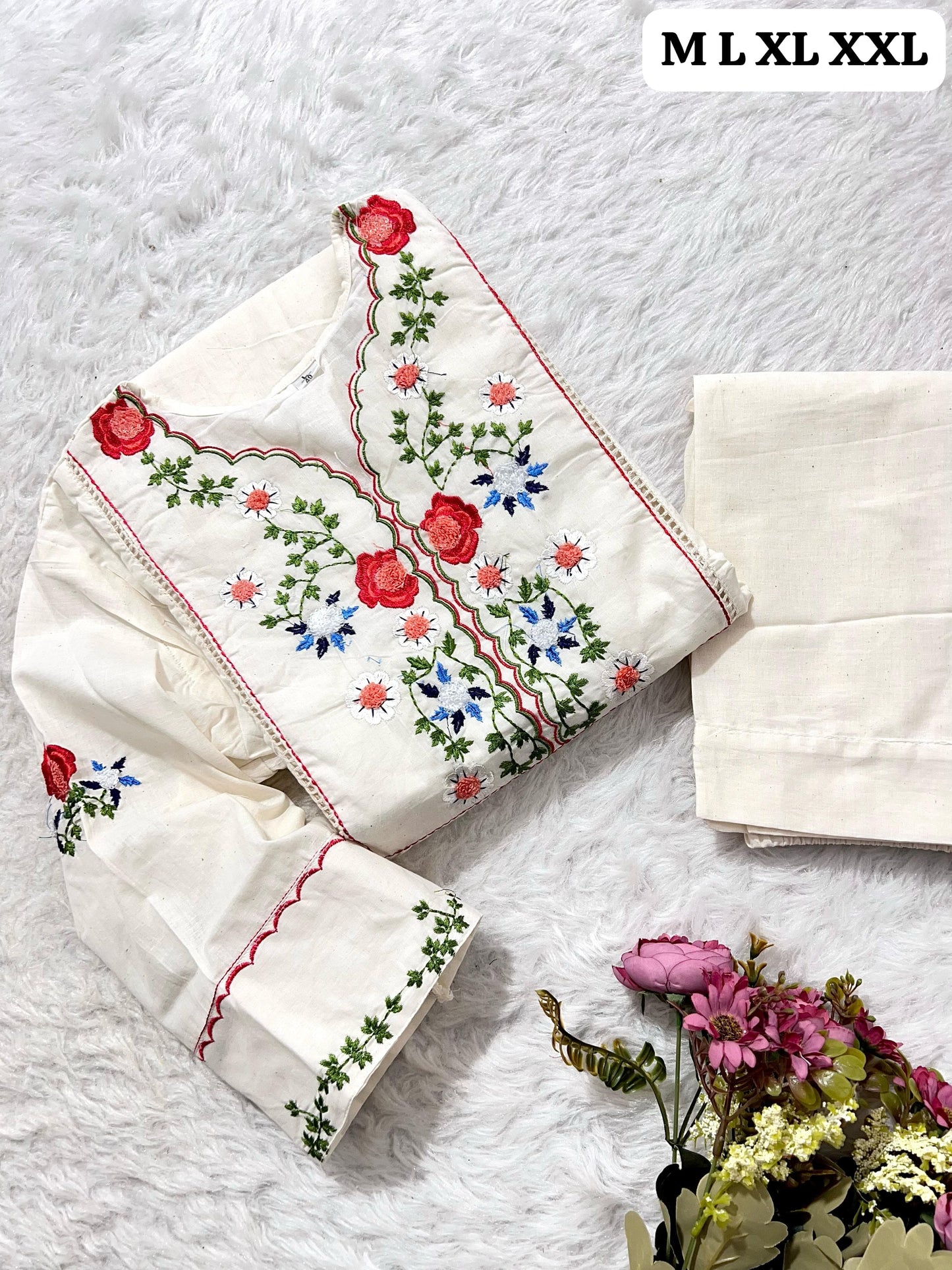 Traditional Kalidar Cotton Kurti Set with Hand Embroidery – Premium Quality