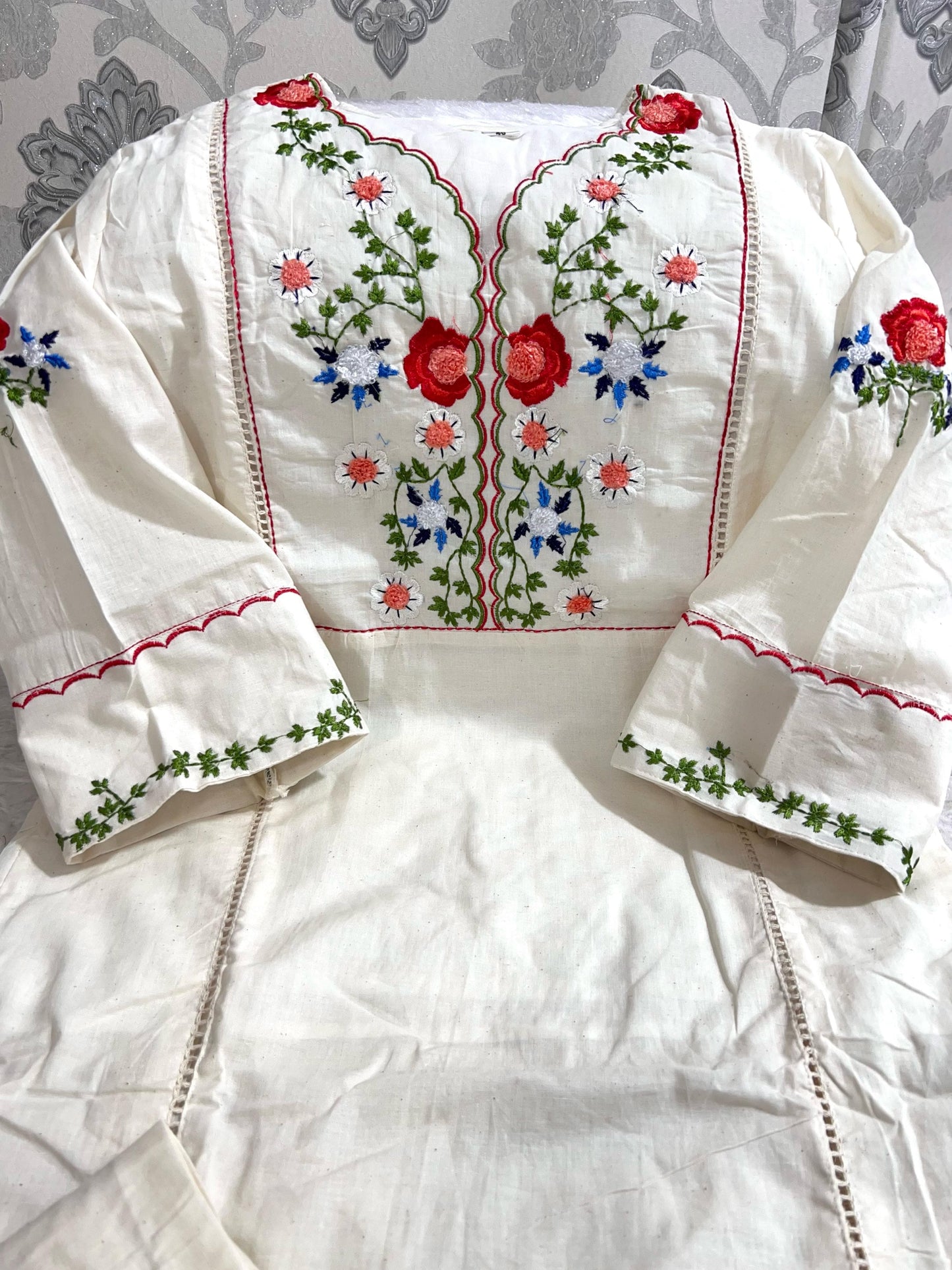Traditional Kalidar Cotton Kurti Set with Hand Embroidery – Premium Quality