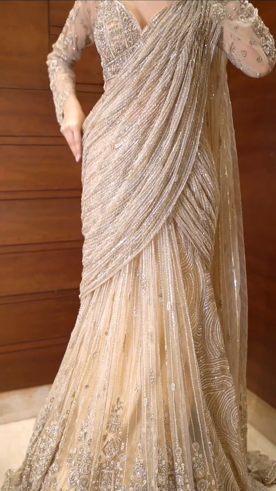 New Ready-to-Wear Saree with Long Sleeves Blouse – Butterfly Net Edition