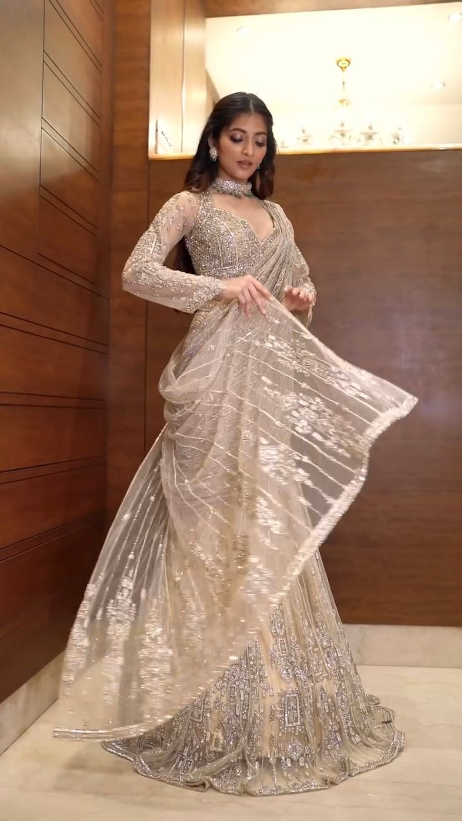 New Ready-to-Wear Saree with Long Sleeves Blouse – Butterfly Net Edition