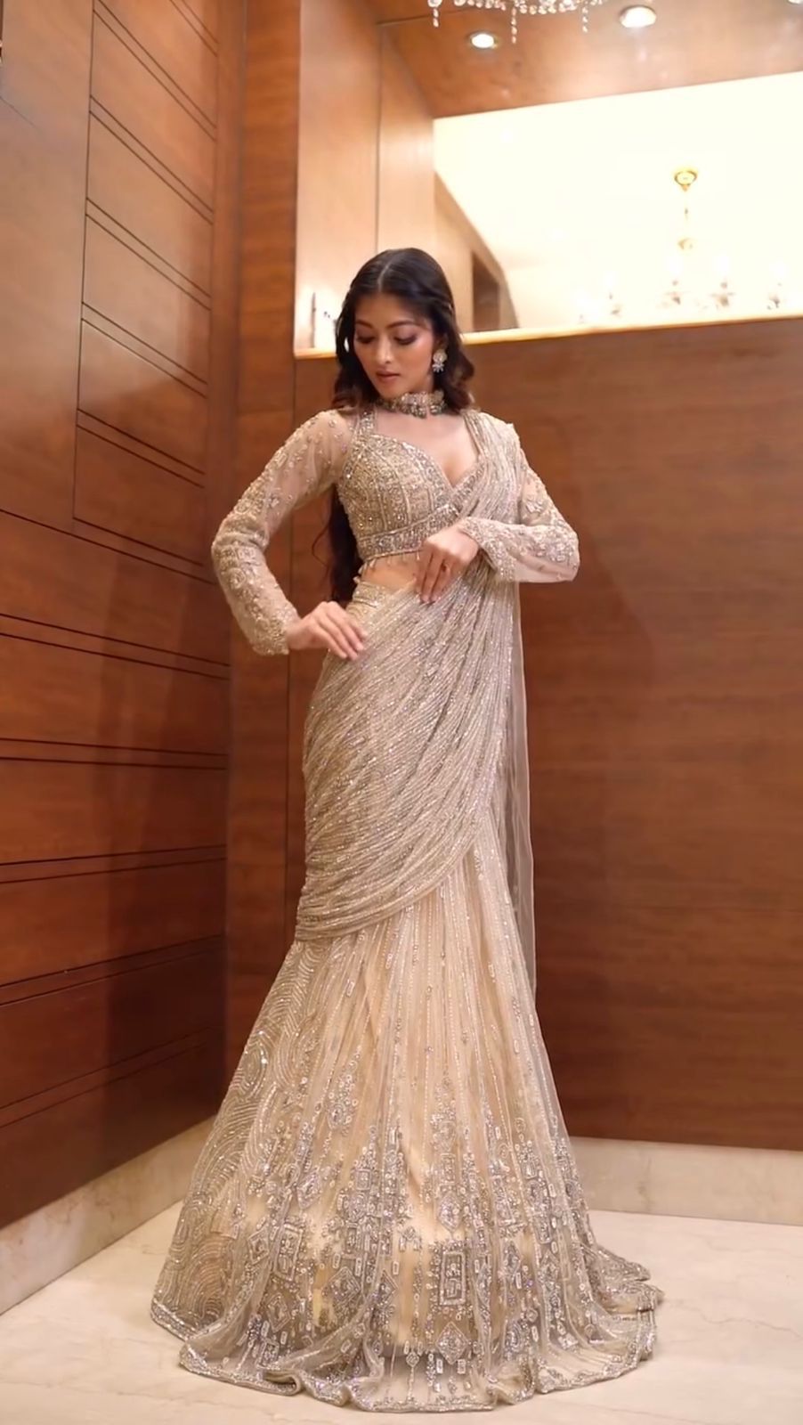 New Ready-to-Wear Saree with Long Sleeves Blouse – Butterfly Net Edition