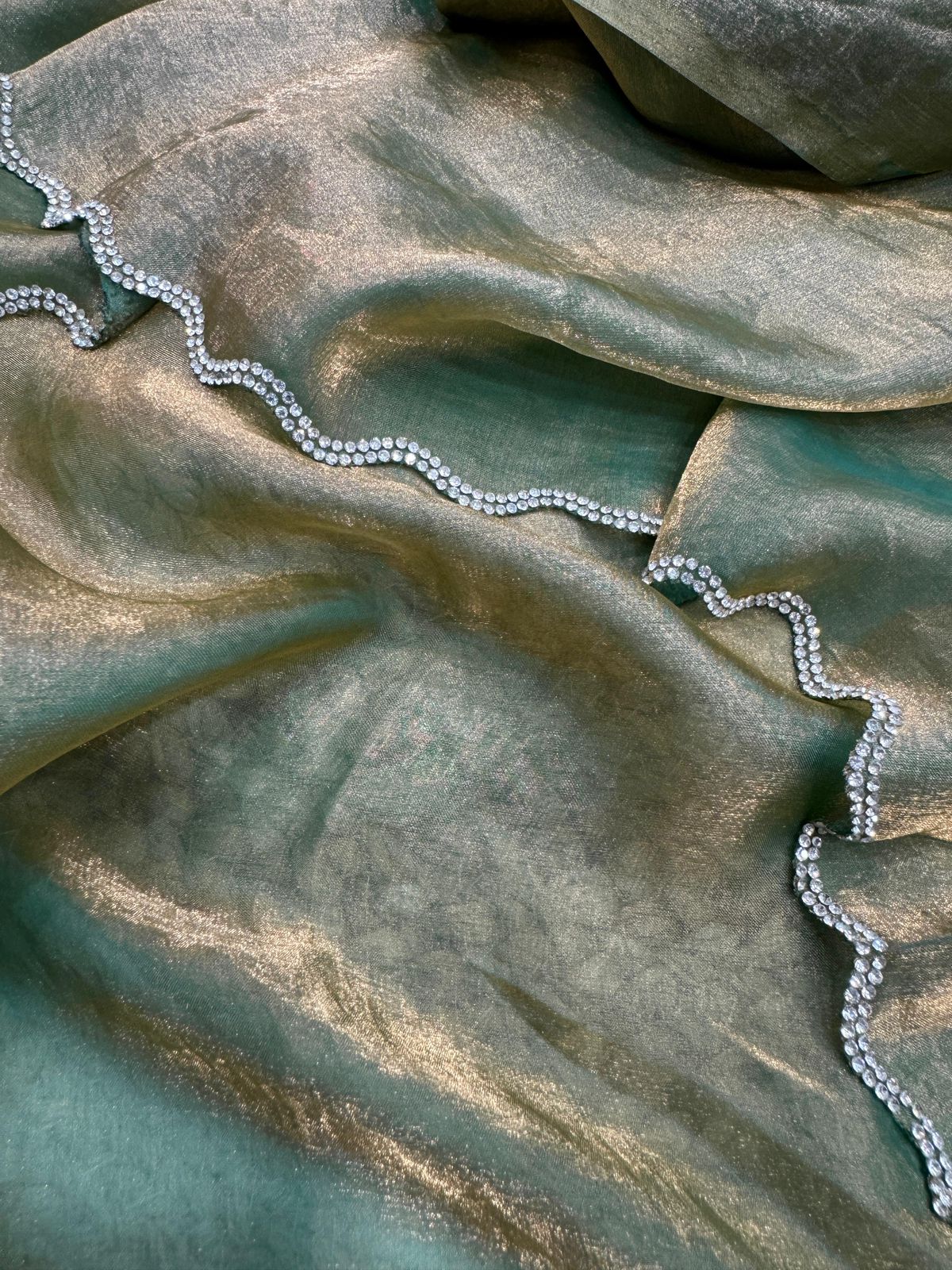 Space Silk Saree with Original Jarkhan Diamond Work
