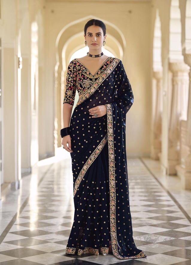 Premium Designer Embroidered Georgette Saree