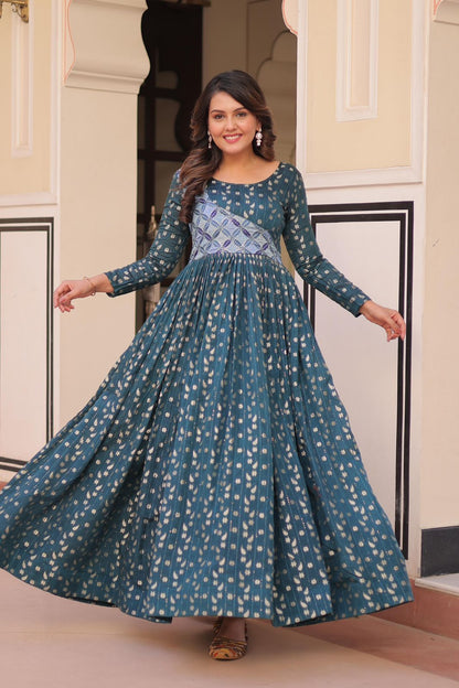 Stunning Position Printed Readymade Gown