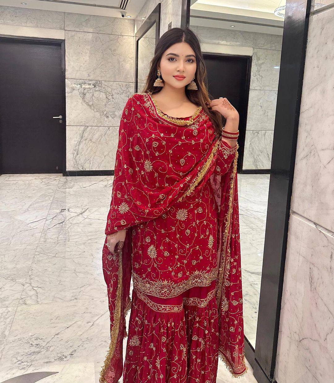 Designer Georgette Sharara Set with Sequin Embroidery & Dupatta