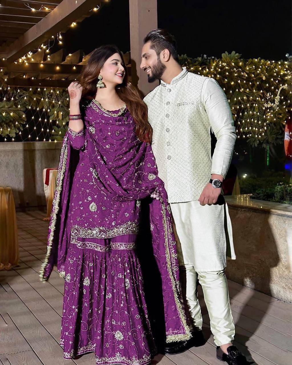 Designer Georgette Sharara Set with Sequin Embroidery & Dupatta