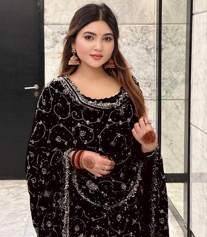Designer Georgette Sharara Set with Sequin Embroidery & Dupatta