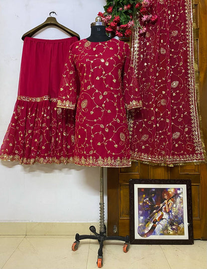 Designer Georgette Sharara Set with Sequin Embroidery & Dupatta