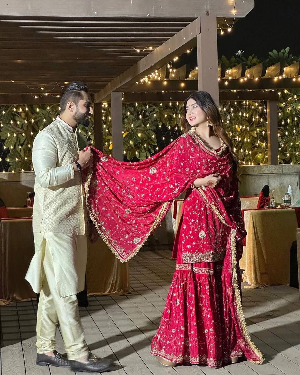 Designer Georgette Sharara Set with Sequin Embroidery & Dupatta