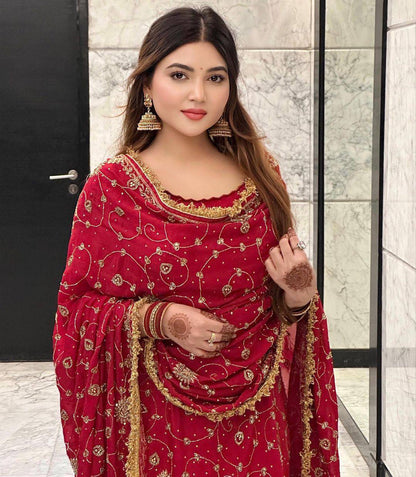 Designer Georgette Sharara Set with Sequin Embroidery & Dupatta