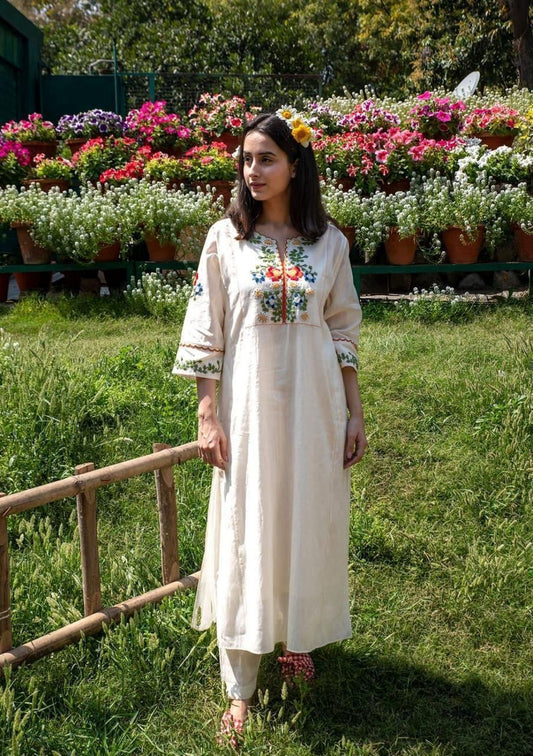 Traditional Kalidar Cotton Kurti Set with Hand Embroidery – Premium Quality