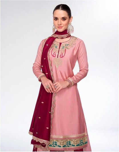 Designer Chinnon Silk Sharara Set with Heavy Embroidery & Sequin Work – Ready to Wear (M to XXL Sizes)