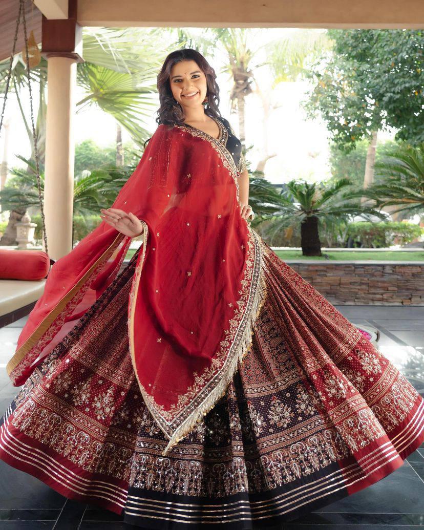 Designer Muslin Cotton Lehenga Choli with Real Mirror Work & Georgette Dupatta
