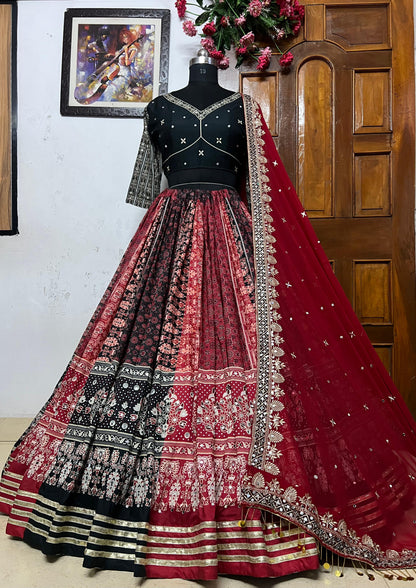 Designer Muslin Cotton Lehenga Choli with Real Mirror Work & Georgette Dupatta