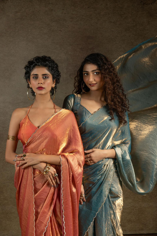 Space Silk Saree with Original Jarkhan Diamond Work