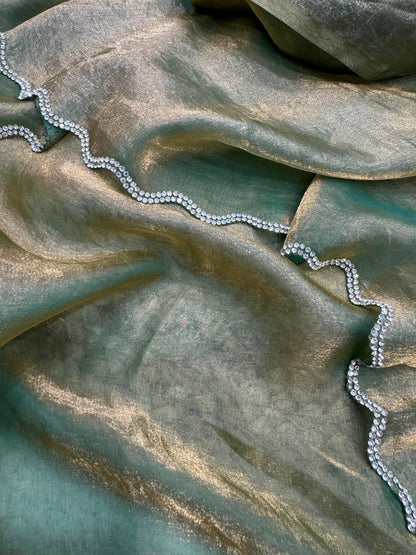 Space Silk Saree with Original Jarkhan Diamond Work