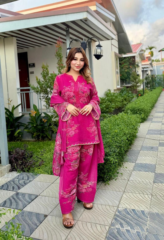 Faux Georgette Digital Print Kurti Set Ready to Wear