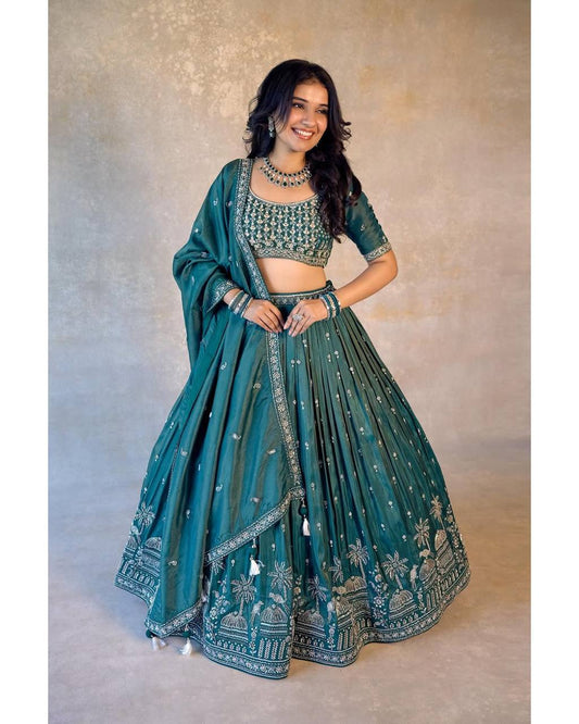Royal Radiance Lehenga Choli Set – Wedding Special in Shimmer Silk