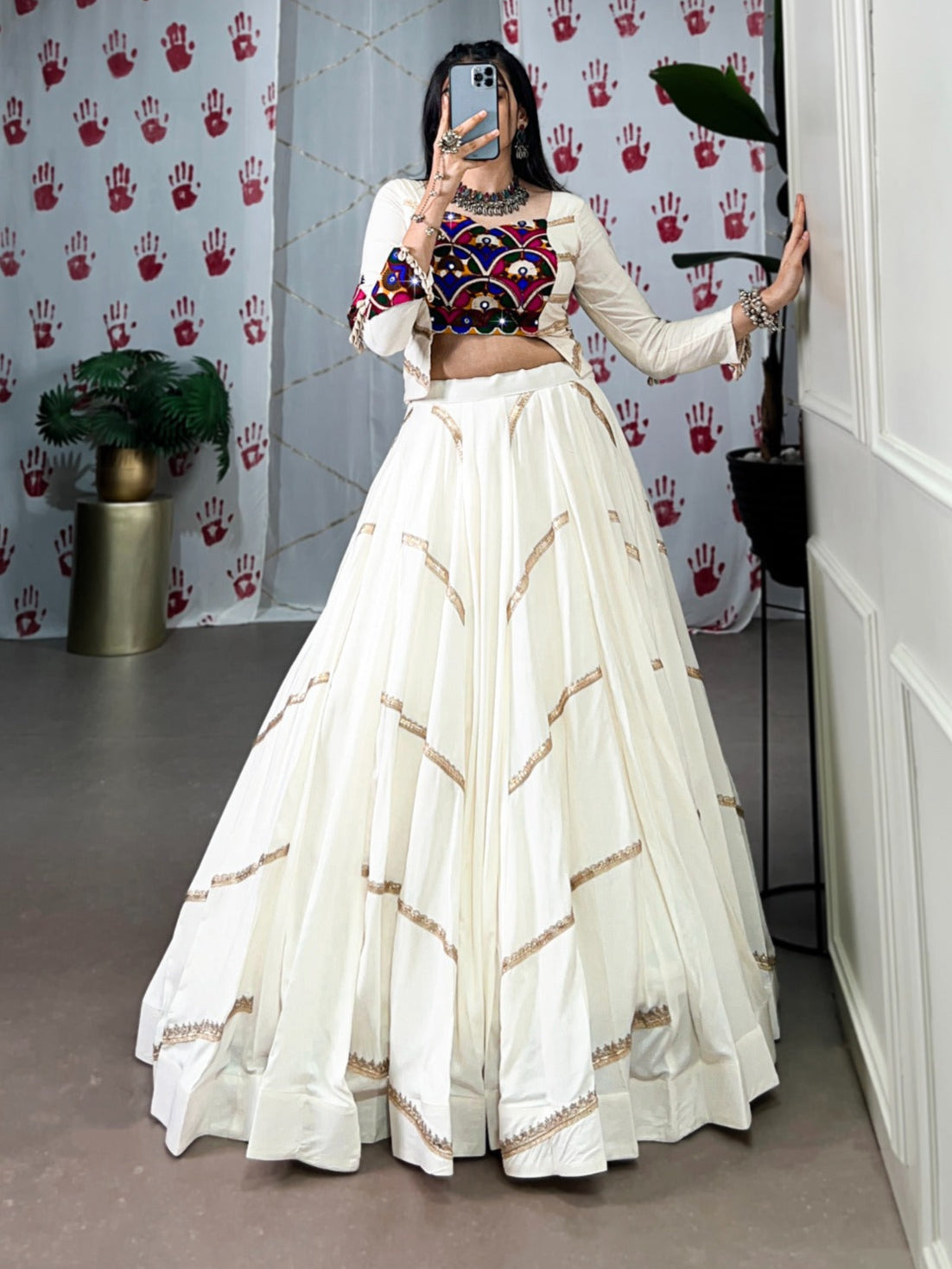 Garba Glow Mirror Work Lehenga Set – Rayon Elegance with 8-Meter Flair