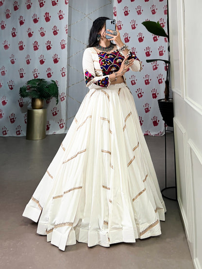 Garba Glow Mirror Work Lehenga Set – Rayon Elegance with 8-Meter Flair