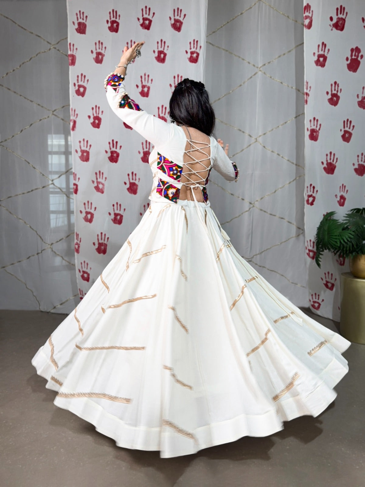Garba Glow Mirror Work Lehenga Set – Rayon Elegance with 8-Meter Flair