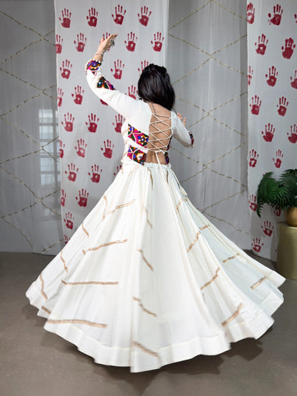 Garba Glow Mirror Work Lehenga Set – Rayon Elegance with 8-Meter Flair