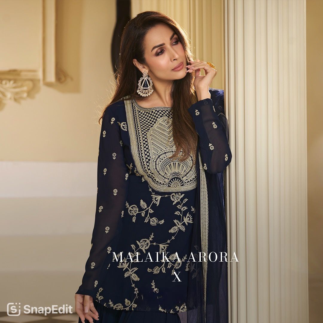 Designer Party Wear Faux Georgette Sharara Set with Dupatta