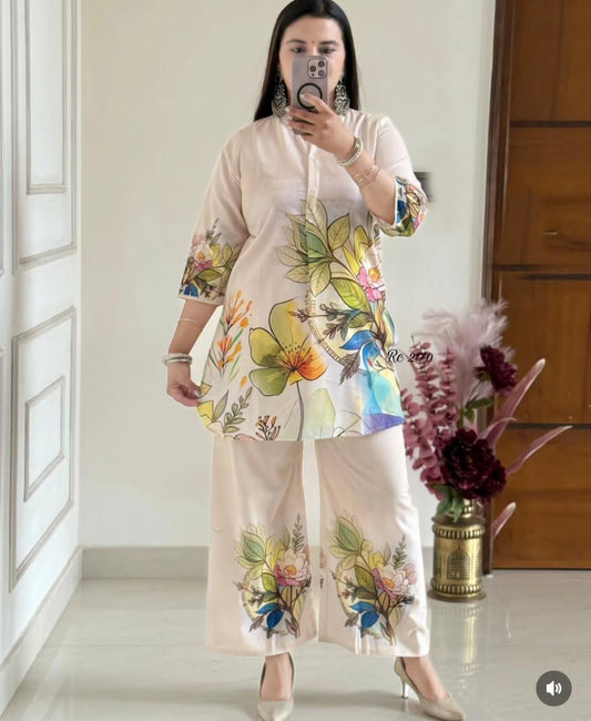 Summer Vibes – Digital Print Cotton Lilan Co-ord Set (2-Piece Comfort Wear)