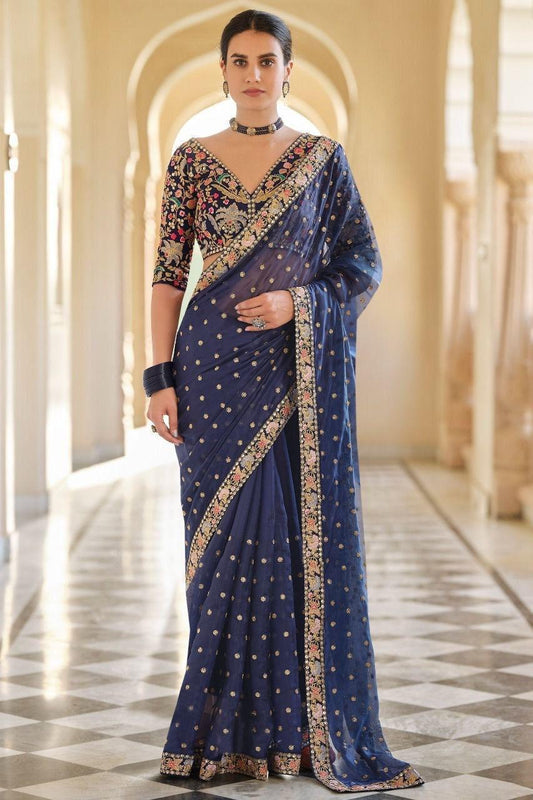 Premium Designer Embroidered Georgette Saree