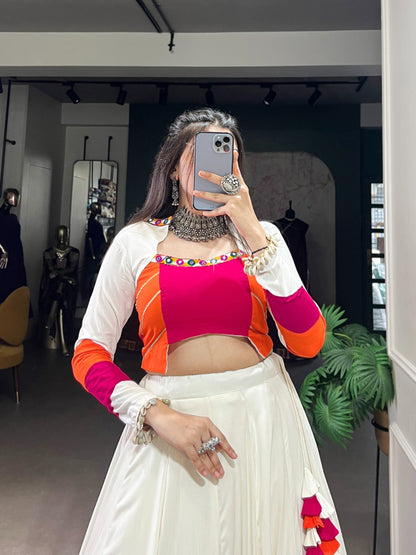 Elegant Pure Rayon Lehenga with Original Mirror Gamthi Work Blouse