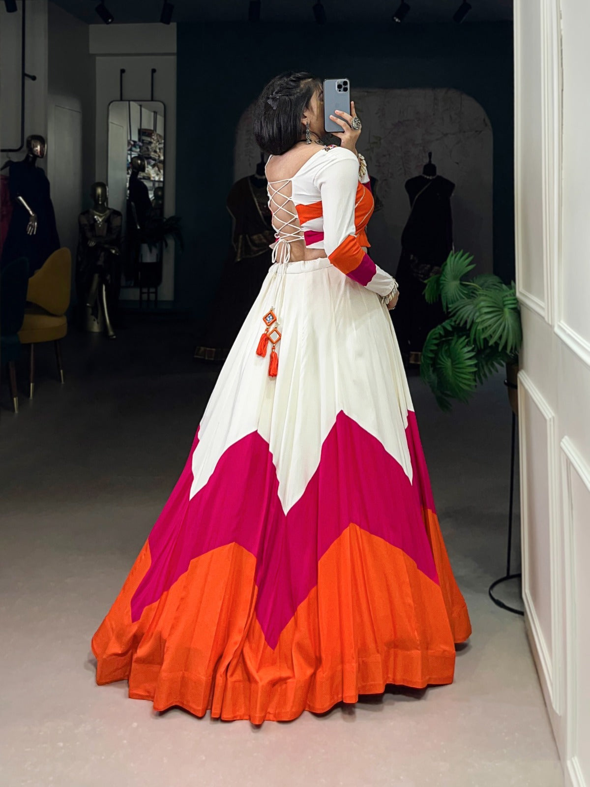 Elegant Pure Rayon Lehenga with Original Mirror Gamthi Work Blouse