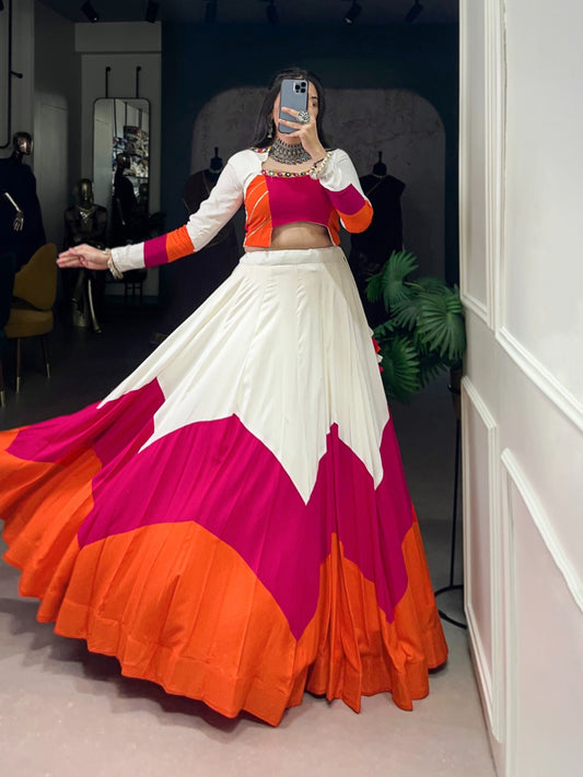 Elegant Pure Rayon Lehenga with Original Mirror Gamthi Work Blouse